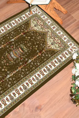 Цифровая печать, моющийся классический дизайн, молитвенный коврик 70x130, SECCADE-30-KAHVERENGI,-KAHVERENGI - EY HOME (1)