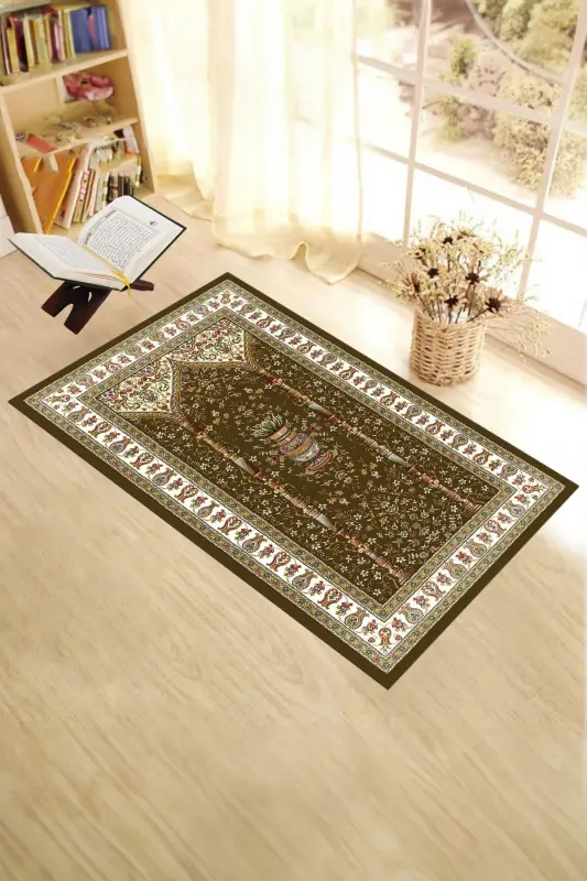 Цифровая печать, моющийся классический дизайн, молитвенный коврик 70x130, SECCADE-30-KAHVERENGI,-KAHVERENGI - 5