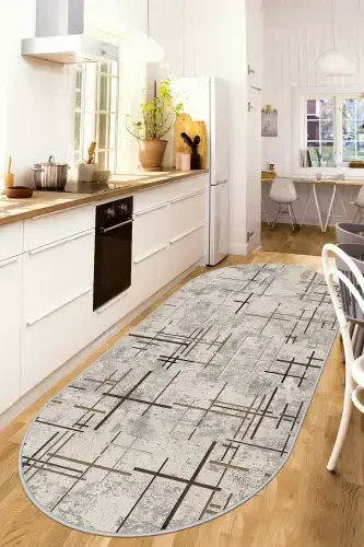 Цифровая печать, моющийся, нескользящий, не оставляющий пятен овальный кухонный ковер, ковер для гостиной и дорожка - бежевый - 1