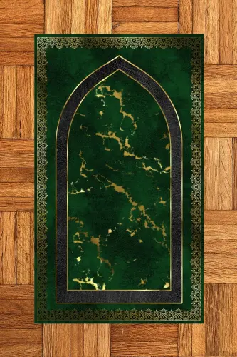 Цифровая печать Стираемый Модерн 70x130 Молитвенный коврик, Prayer Rug-3-зеленый - 9