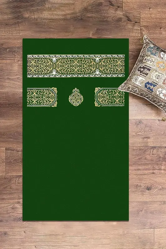 Цифровой печатный моющийся молитвенный коврик с простым узором, подарочный, 70x130 - ЗЕЛЕНЫЙ - 5