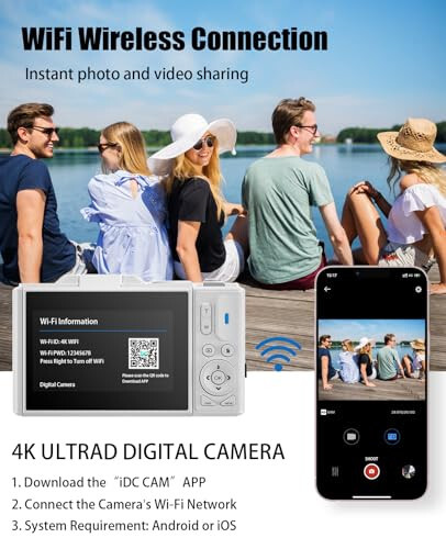 Цифровые камеры WGM Point and Shoot Портативная камера FHD 64MP 4K цифровая камера с 16-кратным зумом и антивибрацией с поворотным экраном - 6