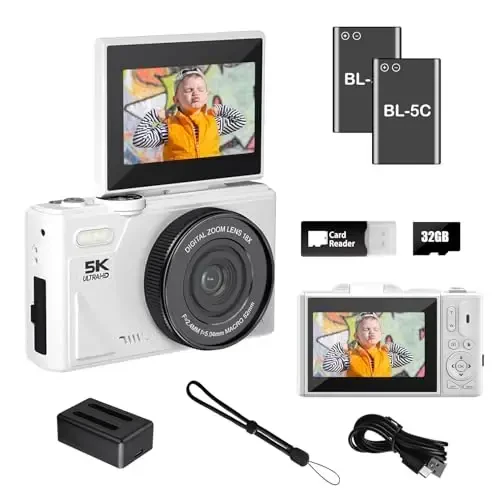 Цифровые камеры WGM Point and Shoot Портативная камера FHD 64MP 4K цифровая камера с 16-кратным зумом и антивибрацией с поворотным экраном - WGM