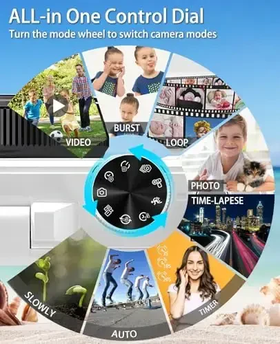 Цифровые камеры WGM Point and Shoot Портативная камера FHD 64MP 4K цифровая камера с 16-кратным зумом и антивибрацией с поворотным экраном - 5