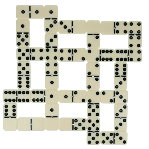 Double Six Dominoes, 28-Piece Set with Wooden Box and Brass Spinner by Dependable Industries Inc. Essentials - 1