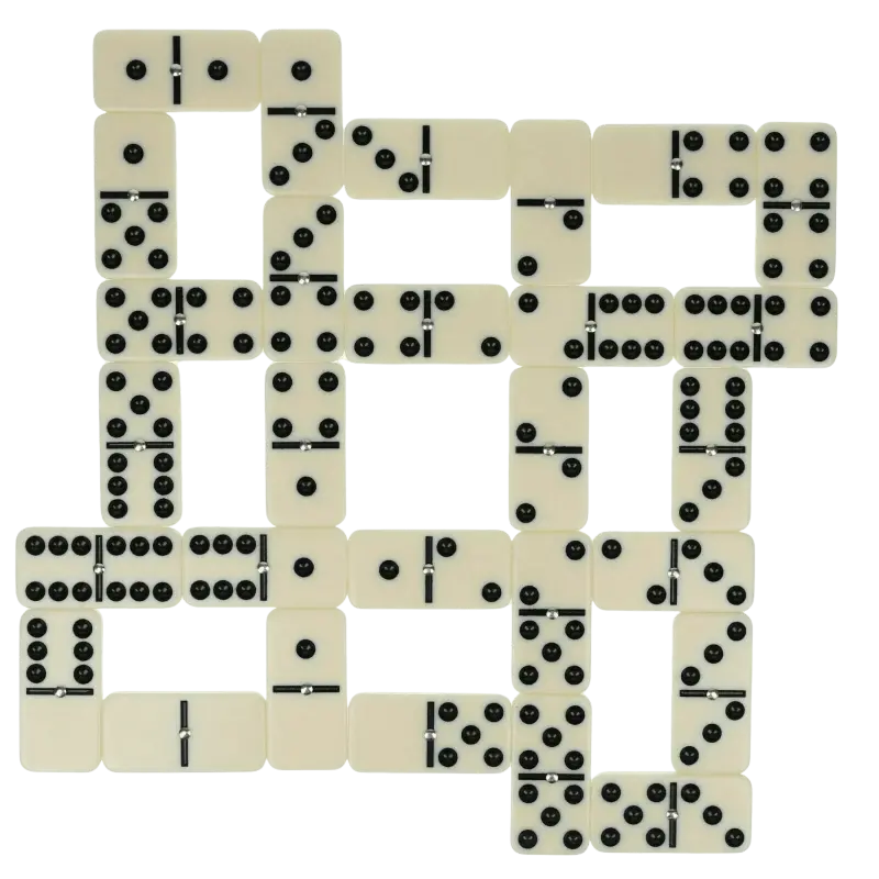 Double Six Dominoes, 28-Piece Set with Wooden Box and Brass Spinner by Dependable Industries Inc. Essentials - 1