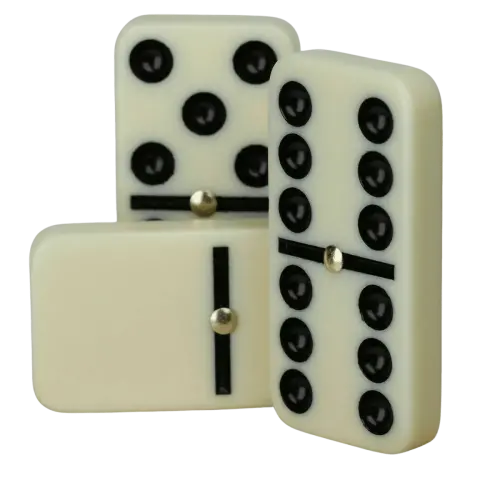 Double Six Dominoes, 28-Piece Set with Wooden Box and Brass Spinner by Dependable Industries Inc. Essentials - 3