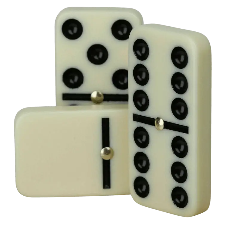 Double Six Dominoes, 28-Piece Set with Wooden Box and Brass Spinner by Dependable Industries Inc. Essentials - 3