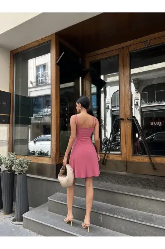ÇİFT ASKILI ELBİSE - PEMBE - 2