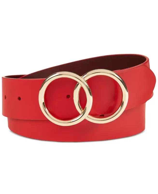 Double Circle Belt, Created for Modazone-Red/Gold - I.N.C. INTERNATIONAL CONCEPTS