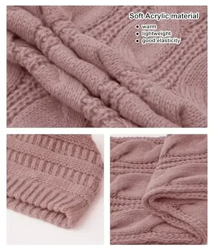 Double Couple Womens Scarf Beanie Hat Set Thick Winter Infinity Scarf Knit Scarfs for Women - 4