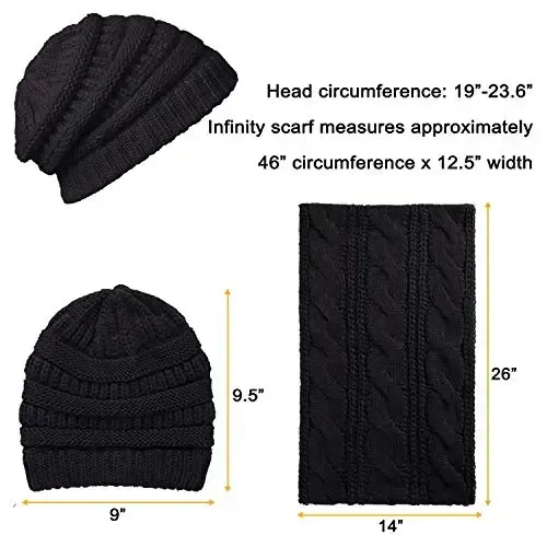 Double Couple Womens Scarf Beanie Hat Set Thick Winter Infinity Scarf Knit Scarfs for Women - 3
