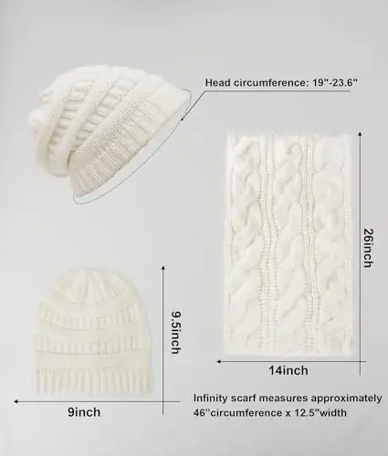 Double Couple Womens Scarf Beanie Hat Set Thick Winter Infinity Scarf Knit Scarfs for Women - 3