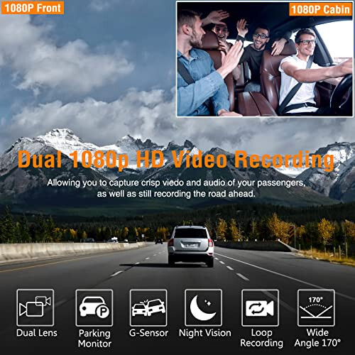 Dash Cam Front and Inside, FHD Dashcams for Cars with 64GB Card Dash Camera for Cars, 1080P Front Dash Cam+1080P Inside Dashcam for Car Dash Camera with IR Night Vision Loop Recording - Vlokda (1)
