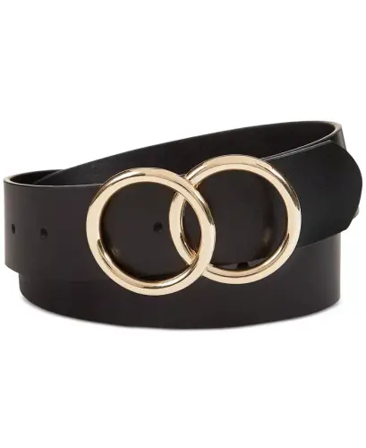 Double Circle Belt, Created for Modazone - Black/Gold 