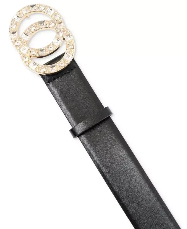 Double-Circle Rhinestone Belt, Created for Modazone - Black/Silver - 8