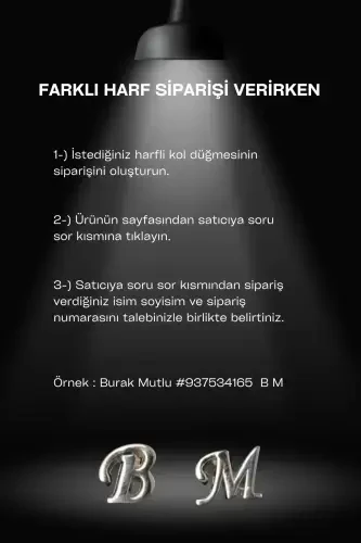 Çift Harfli Gümüş Renk Kol Düğmesi G Harfi-G - BAYEFENDİ (1)