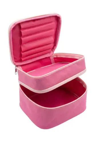 Çift Katlı Captain Seyahat Makyaj Çantası - Büyük Boy Fonksiyonlu Kozmetik Düzenleyici Fuşya-Fuşya - NS RELIABLE (1)