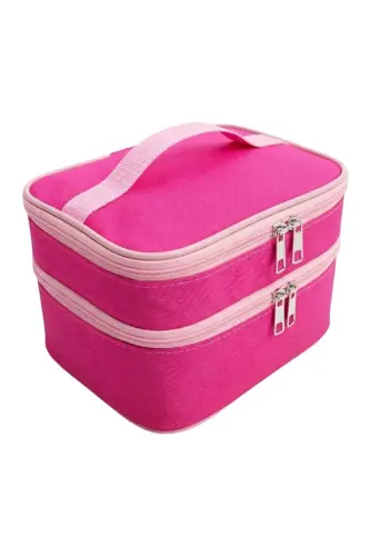 Çift Katlı Captain Seyahat Makyaj Çantası - Büyük Boy Fonksiyonlu Kozmetik Düzenleyici Fuşya-Fuşya - 3
