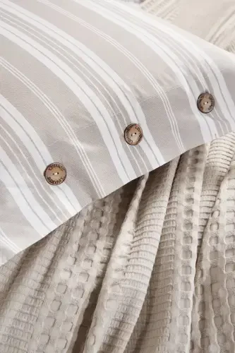 ÇİFT KİŞİLİK 4 PARÇA PİKE SETİ ESTİVO BEJ-BEJ - 2