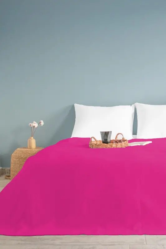 Çift Kişilik Fuşya Dama Desenli Pike. Damalı Otel Pikesi 200 X 230-Fuşya - 1