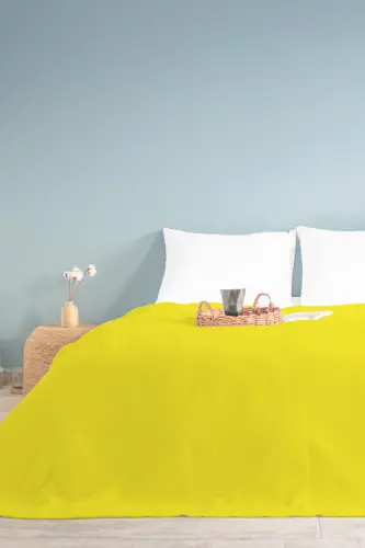 Çift Kişilik Sarı Dama Desenli Pike, Damalı Otel Pikesi 200x230-SARI - 1