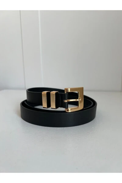 Çift köprülü siyah kemeri pantolon kemeri - Modazone (1)