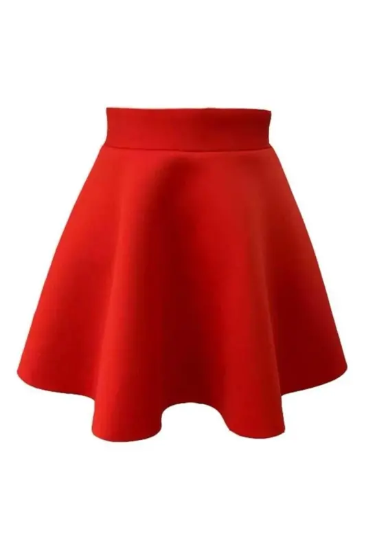 Kloş Kalın Polyester Kumaş Kız Çocuk Etek - kırmızı - 2