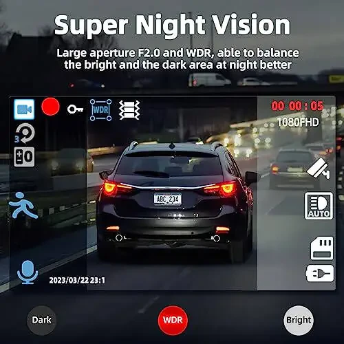Dual Dash Cam Front and Inside with 64GB Card,Milerong X25 1080P Dash Camera for Cars with Infrared Night Vision,Loop Recording,G-Sensor,24H Park Monitor,Inside Car Camera for Uber/Lyft/Taxi Driver - 4