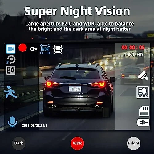 Dual Dash Cam Front and Inside with 64GB Card,Milerong X25 1080P Dash Camera for Cars with Infrared Night Vision,Loop Recording,G-Sensor,24H Park Monitor,Inside Car Camera for Uber/Lyft/Taxi Driver - 4