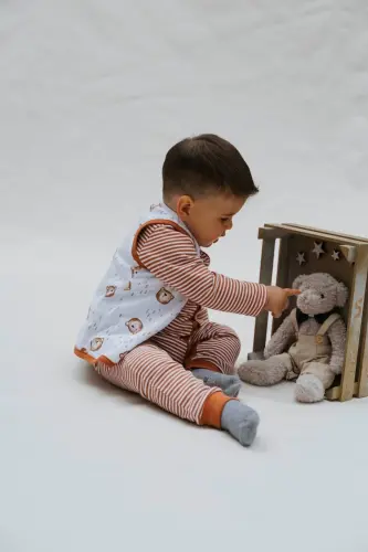 Çift Taraflı Bebek Yelek Organik Pamuk - kahverengi? - 1