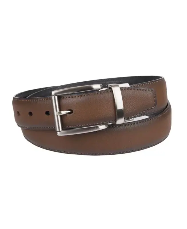 Reversible Dress Men's Belt with Comfort Stretch-Black/Cognac - 2