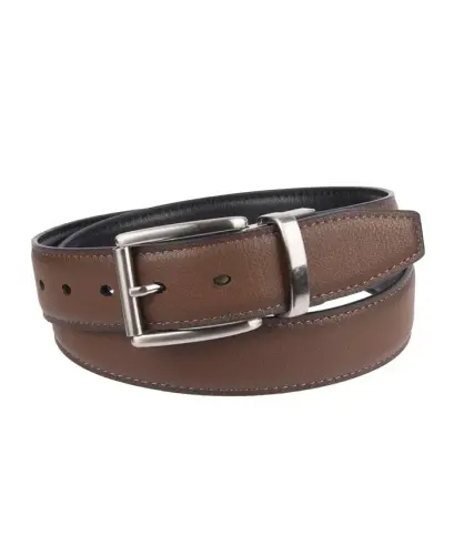 Reversible Dress Men's Belt with Comfort Stretch-Black/Cognac - 3