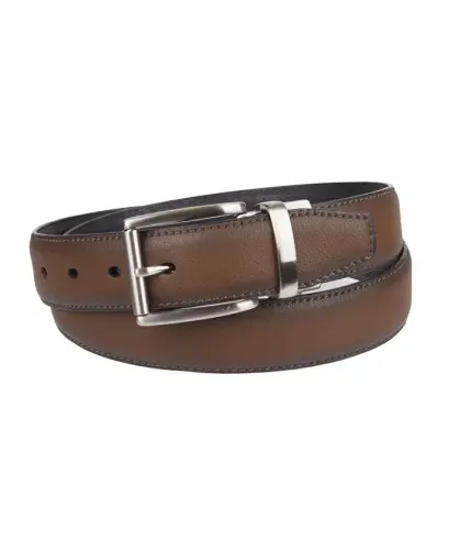 Reversible Dress Men's Belt with Comfort Stretch - Black/Cognac - 2