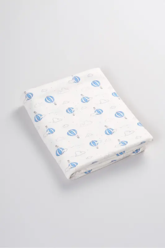 Çift Taraflı İnterlok Battaniye %100 Pamuk Oeko-teks Sertifikalı 100 X 85 Cm-Mavi Balon - 3