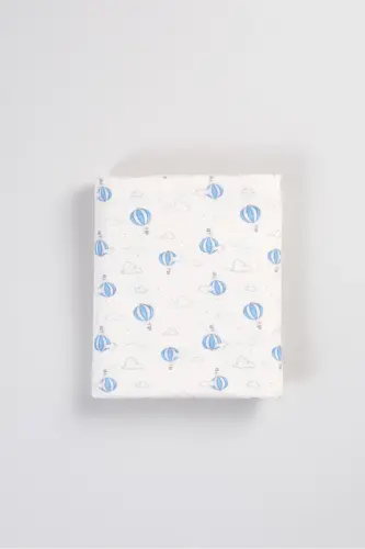 Çift Taraflı İnterlok Battaniye %100 Pamuk Oeko-teks Sertifikalı 100 X 85 Cm-Mavi Balon - BONDBERRO (1)