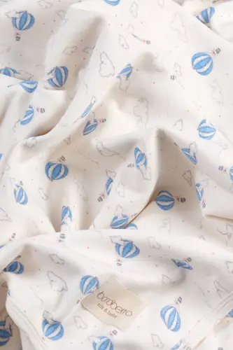 Çift Taraflı İnterlok Battaniye %100 Pamuk Oeko-teks Sertifikalı 100 X 85 Cm-Mavi Balon - 5