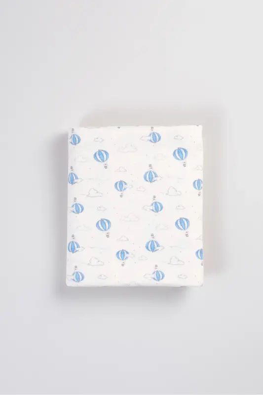 Çift Taraflı İnterlok Battaniye %100 Pamuk Oeko-teks Sertifikalı 100 X 85 Cm-Mavi Balon - 2