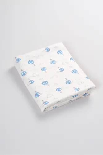 Çift Taraflı İnterlok Battaniye %100 Pamuk Oeko-teks Sertifikalı 100 X 85 Cm-Mavi Balon - 3