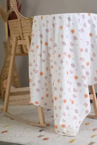 Çift Taraflı İnterlok Örtü & Battaniye %100 Pamuk Oeko-teks Sertifikalı 100 X 85 Cm-Güneş - 6