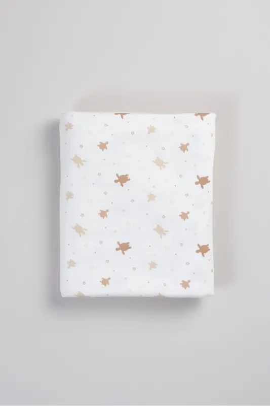 Çift Taraflı İnterlok Örtü & Battaniye %100 Pamuk Oeko-teks Sertifikalı 100 X 85 Cm-Kaplumbağa - 4