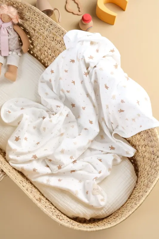 Çift Taraflı İnterlok Örtü & Battaniye %100 Pamuk Oeko-teks Sertifikalı 100 X 85 Cm-Kaplumbağa - 1