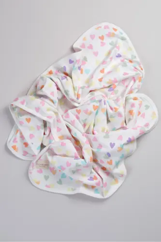 Çift Taraflı İnterlok Örtü & Battaniye %100 Pamuk Oeko-teks Sertifikalı 100 X 85 Cm-Renkli Kalp - 4