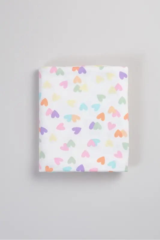 Çift Taraflı İnterlok Örtü & Battaniye %100 Pamuk Oeko-teks Sertifikalı 100 X 85 Cm-Renkli Kalp - 5