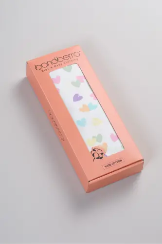 Çift Taraflı İnterlok Örtü & Battaniye %100 Pamuk Oeko-teks Sertifikalı 100 X 85 Cm-Renkli Kalp - 3