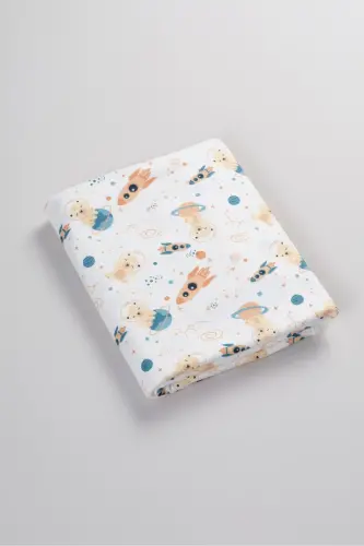 Çift Taraflı İnterlok Örtü & Battaniye %100 Pamuk Oeko-teks Sertifikalı 100 X 85 Cm-Uzay - 5