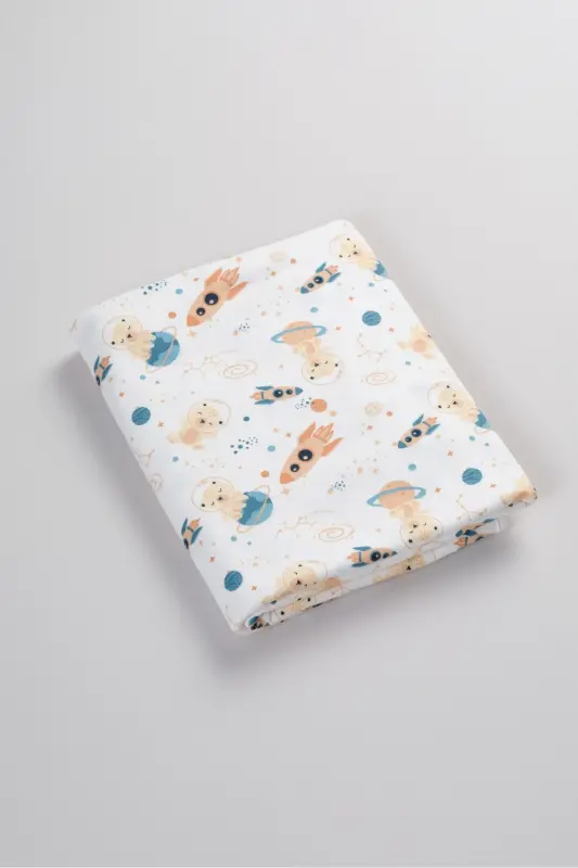 Çift Taraflı İnterlok Örtü & Battaniye %100 Pamuk Oeko-teks Sertifikalı 100 X 85 Cm-Uzay - 5