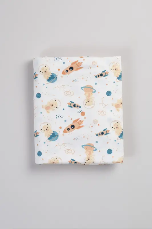 Çift Taraflı İnterlok Örtü & Battaniye %100 Pamuk Oeko-teks Sertifikalı 100 X 85 Cm-Uzay - 4