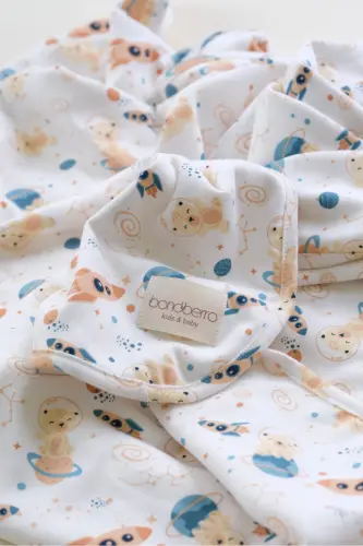 Çift Taraflı İnterlok Örtü & Battaniye %100 Pamuk Oeko-teks Sertifikalı 100 X 85 Cm-Uzay - BONDBERRO (1)