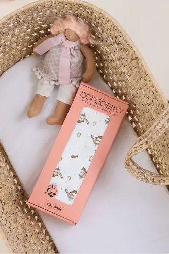 Çift Taraflı İnterlok Örtü & Battaniye %100 Pamuk Oeko-teks Sertifikalı 100 X 85 Cm-Zürafa - BONDBERRO (1)